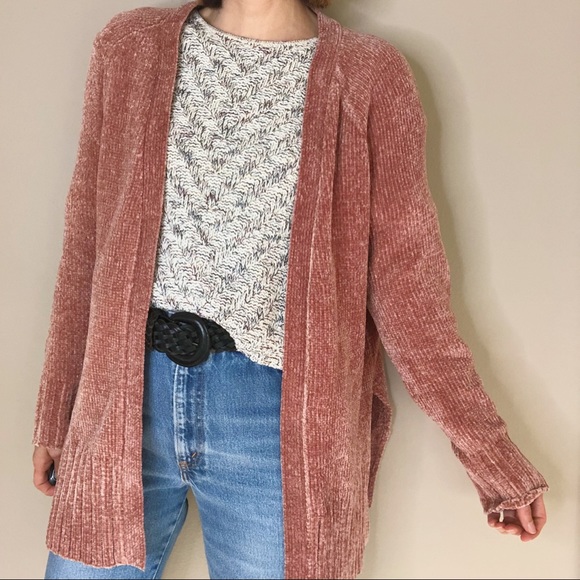 LOFT Sweaters | Pink Chenille Cardigan Oversized Sweater Xs | Poshmark